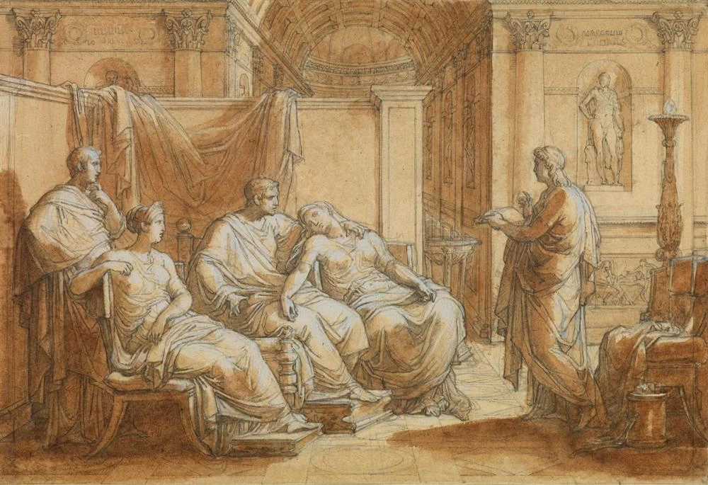 Il poeta Virgilio legge le sue opere a un gruppo di uomini e donne